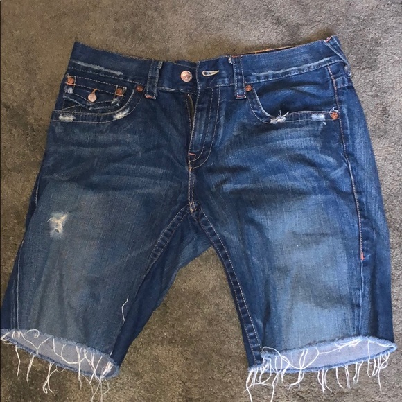 true religion men's denim shorts